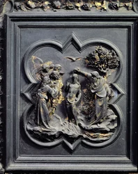 Le Baptême du Christ, cinquième panneau des Portes Nord du Baptistère de San Giovanni, 1403-24